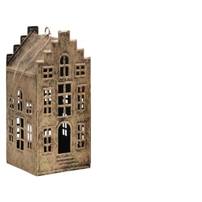 Decohanger huis antiek goud 8x8x18,5cm