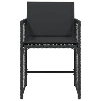 Tuinstoelen 4 st met kussens poly rattan zwart - thumbnail