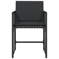 Tuinstoelen 4 st met kussens poly rattan zwart - thumbnail