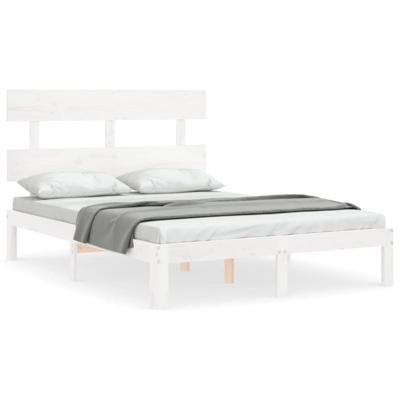 Bedframe zonder matras massief grenenhout wit 120x200 cm
