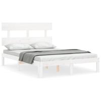 Bedframe zonder matras massief grenenhout wit 120x200 cm - thumbnail