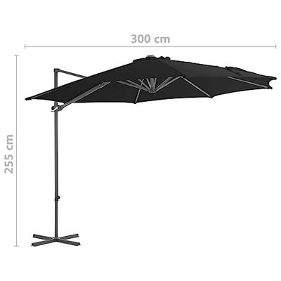 Zweefparasol met stalen paal 300 cm zwart