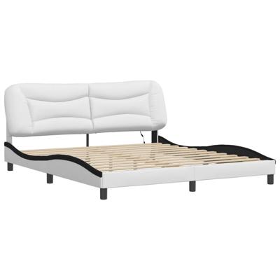 Bedframe met LED-verlichting kunstleer wit en zwart 180x200 cm - thumbnail