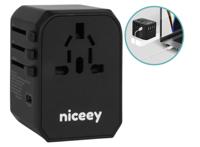 Niceey universele wereldstekker 2000W met 4x USB-A en 1x USB-C - thumbnail