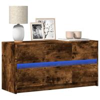 Tv-meubel met LED 100x34x50 cm bewerkt hout gerookt eikenkleur - thumbnail