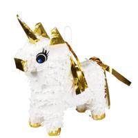 Minipiñata Unicorn Wit/Goud (21x17cm) - thumbnail