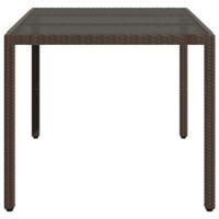 Tuintafel met glazen blad 150x90x75 cm poly rattan bruin - thumbnail