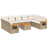 10-delige Loungeset met kussens poly rattan beige - thumbnail