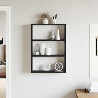 Wandschap 43x9x60 cm bewerkt hout zwart - thumbnail