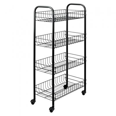 Tomado-Metaltex Keuken/Badkamer Opbergtrolley Pisa met 4 Manden Zwart