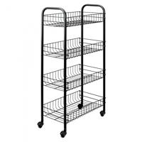 Tomado-Metaltex Keuken/Badkamer Opbergtrolley Pisa met 4 Manden Zwart - thumbnail