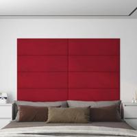 VidaXL Wandpanelen 12 st 3,24 m² 90x30 cm fluweel wijnrood - thumbnail