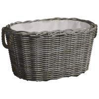 Houtmand met handvatten 60x40x28 cm wilgenhout grijs - thumbnail