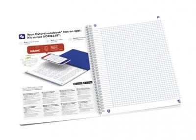 Oxford Boho Chic spiraalblok, ft A5, 120 bladzijden, geruit 5 mm, geassorteerde kleuren