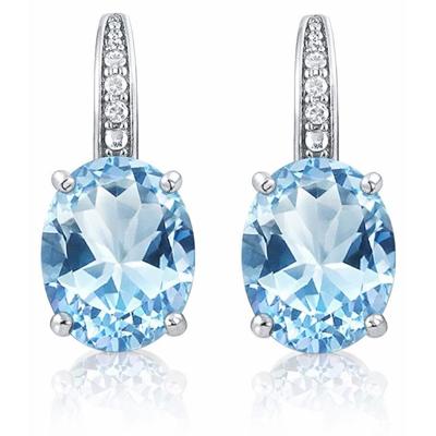 Cilla Jewels 925 Zilveren Oorbellen met Grote Blue Topaz Steen
