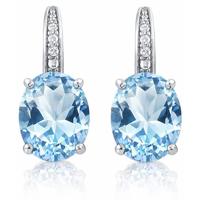 Cilla Jewels 925 Zilveren Oorbellen met Grote Blue Topaz Steen - thumbnail