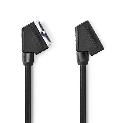 SCART-Kabel | SCART Male | SCART Female | Vernikkeld | 480p | 2.00 m | Rond | PVC | Zwart | Envelop