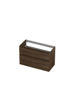 INK - Onderkast 2 Laden Greeploos Fineer Eiken met Houten Keerlijst A-symmetrisch - 1000x450x650 Mm - Chocolate Fineer - thumbnail