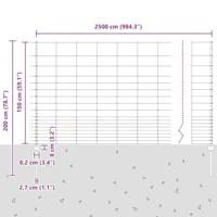 VidaXL Hek met paal zilver 1,5 x 25 m staal - thumbnail