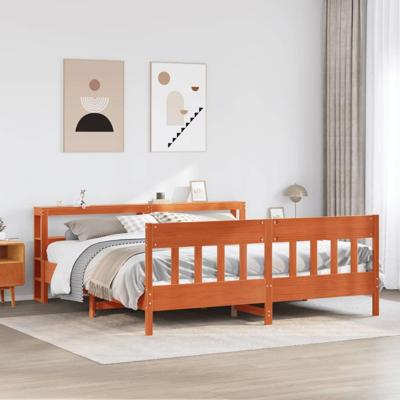 Bedframe zonder matras massief grenenhout wasbruin 200x200 cm