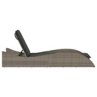 Ligbed met kussen 60x205x73 cm poly rattan grijs - thumbnail