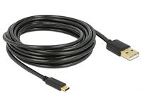 Delock USB-kabel USB 2.0 USB-A stekker, USB-C stekker 4.00 m Zwart 83669 - thumbnail