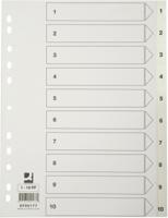 Q-CONNECT tabbladen, A4, PP, 11-gaatsperforatie,met indexblad, set van 1-10, wit - thumbnail