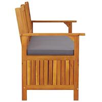 Opbergbankje met kussen 148 cm massief acaciahout - thumbnail