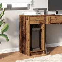 Computertorenstandaard met lade 35x45x77 cm oud houtkleurig - thumbnail