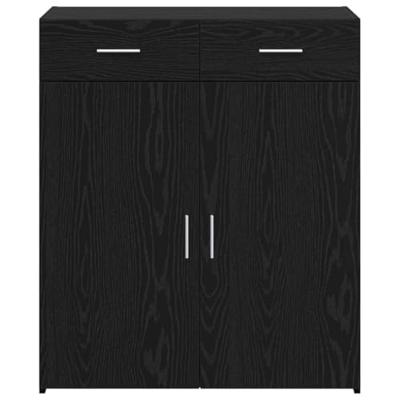 Opslagkast Zwart Eiken 80x42.5x93.5 cm Bewerkt Hout