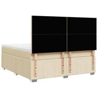 Boxspring met matras stof crèmekleurig 180x200 cm - thumbnail