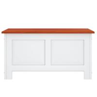 Opbergkist met deksel massief acaciahout bruin en wit - thumbnail