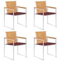 Tuinstoelen 4 st met kussens massief teakhout - thumbnail