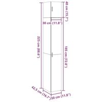Opbergkast smal 30x42,5x225 cm bewerkt hout betongrijs - thumbnail