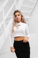 Malelions Lange Mouwen Crop Top Dames Wit - Maat XL - Kleur: Wit | Soccerfanshop - thumbnail