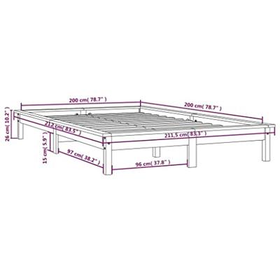 Bedframe massief grenenhout honingbruin 200x200 cm