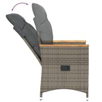 3-delige Bistroset met kussens poly rattan grijs - thumbnail