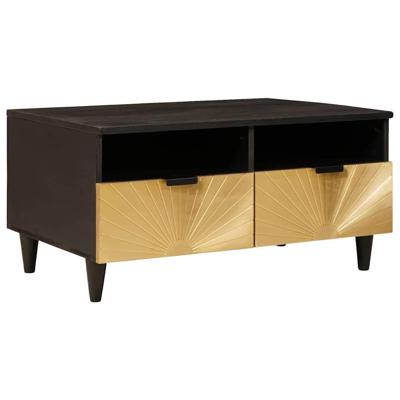 Salontafel Zwart en Goud 80 x 54 x 40 cm massief mangohout Salontafel Zwart en Goud 80 x 54 x 40 cm massief mangohout