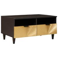 Salontafel Zwart en Goud 80 x 54 x 40 cm massief mangohout - thumbnail