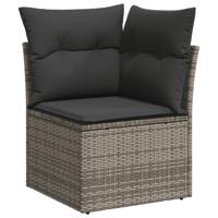8-delige Loungeset met kussens poly rattan grijs - thumbnail