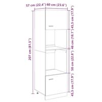Magnetronkast Lyon 60x57x207 cm bewerkt hout sonoma eikenkleurig - thumbnail