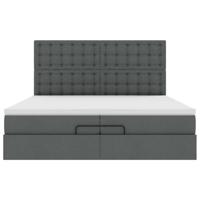 Ottoman bed met matrassen 200x200cm stof donkergrijs - thumbnail