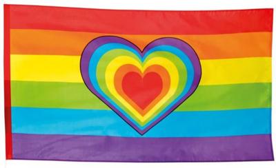 Vlag Regenboog Hart 90x150cm