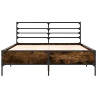 Bedframe bewerkt hout metaal gerookt eikenkleurig 140x190 cm - thumbnail