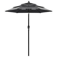 VidaXL Parasol 3-laags met aluminium paal 2 m antracietkleurig - thumbnail