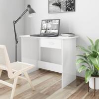 Bureau 100x50x76 cm bewerkt hout hoogglans wit - thumbnail