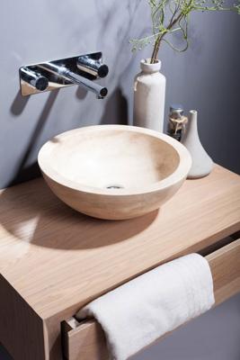 Forzalaqua Roma waskom 40x40x15cm Rond Natuursteen Travertin gezoet 100004 Forzalaqua Roma waskom 40x40x15cm Rond Natuursteen Travertin gezoet 100004
