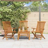 Tuinstoelen 3 st massief teakhout - thumbnail