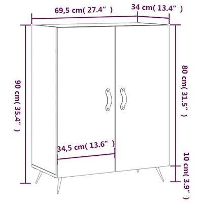 Dressoir 69,5x34x90 cm bewerkt hout grijs sonoma eikenkleurig
