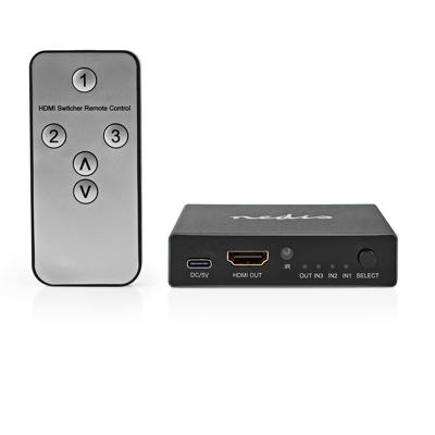 Nedis VSWI3493AT Hdmi™-switch 3 Poort(en) 3x Hdmi™ Input Hdmi™ Output 8k@60hz 45 Gbps Afstandbestuurbaar Aluminium Antraciet